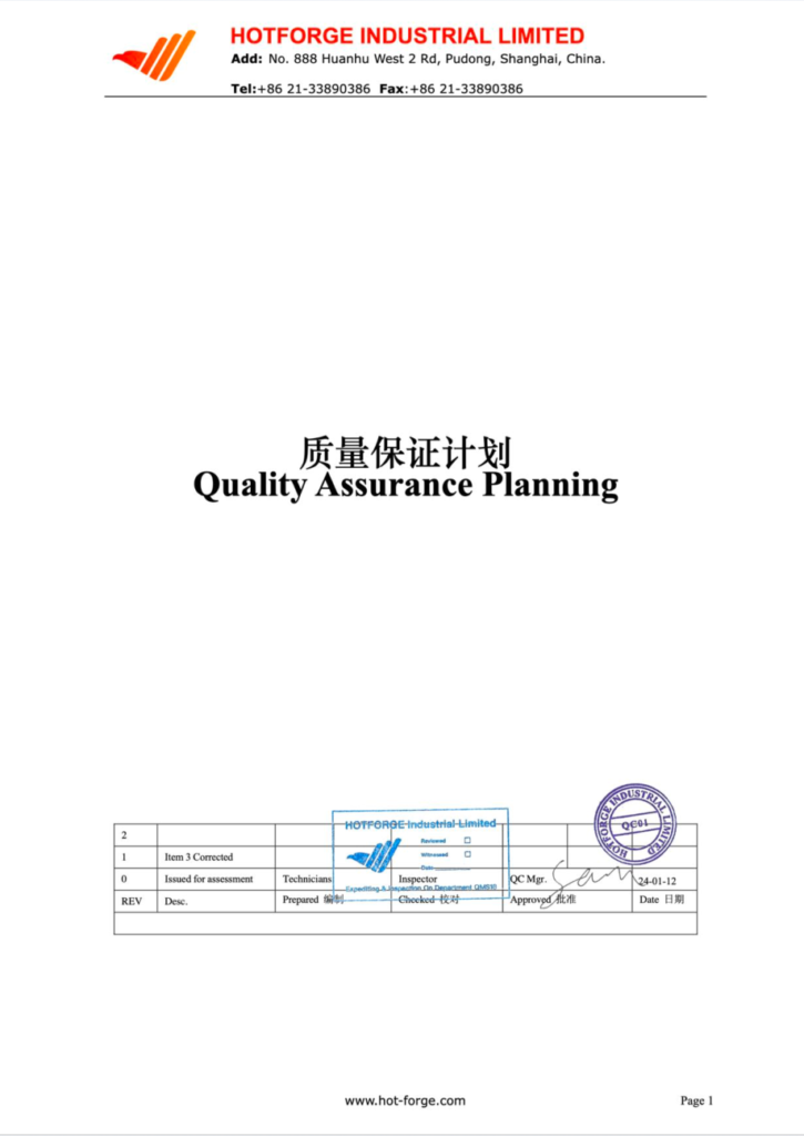 Quality Assurance Planning