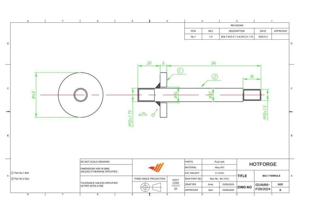 Customized fastener drawings