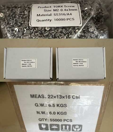 Fastener packaging delivery